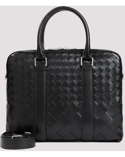 Bottega Veneta Black Silver Calf Leather Handbag