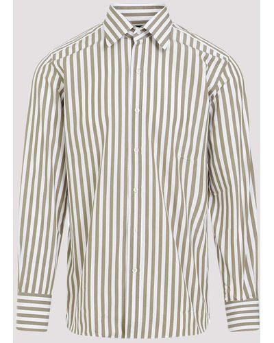 Tom Ford White And Olive Slim Fit Cotton Shirt