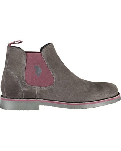 U.S. POLO ASSN. Elegant Ankle Boots With Contrasting Details - Brown
