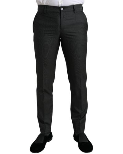 Dolce & Gabbana Dark Grey Stretch Slim Formal Trousers - Black