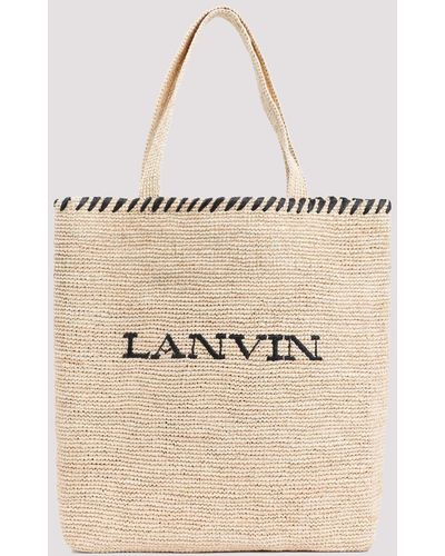 Lanvin Natural Black Raffia Tote Bag