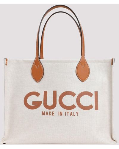 Gucci Beige Ebony Logo Canvas Mini Tote Bag - White