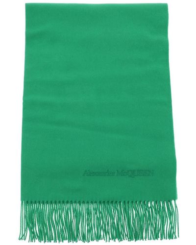 Alexander McQueen Cashmere Scarf With Embroidery - Green
