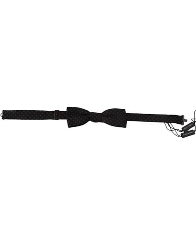 Dolce & Gabbana Black Silk Patterned Necktieaccessory Bow Tie