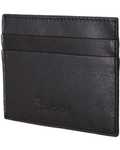 Billionaire Italian Couture Leather Cardholder Wallet - Black