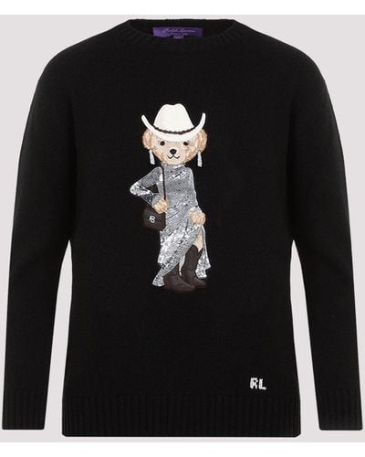 Ralph Lauren Collection Black Western Bear Cashmere Sweater