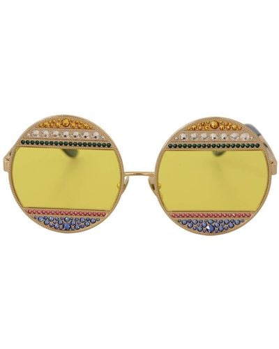 Dolce & Gabbana Crystal Embellished Oval Sunglasses - Green