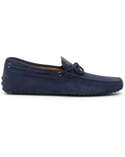 Tod's Suede Moccasin With Grommets - Blue