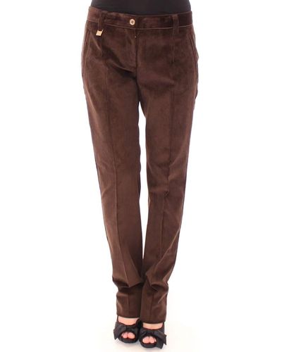 Dolce & Gabbana Corduroys Straight Logo Casual Trousers - Brown