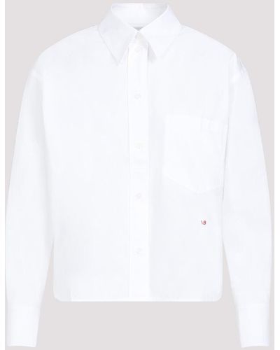 Victoria Beckham White Organic Cotton Cropped Shirt