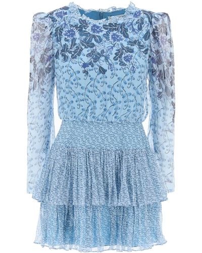 Saloni "mini Chiffon Dress Ava B In - Blue