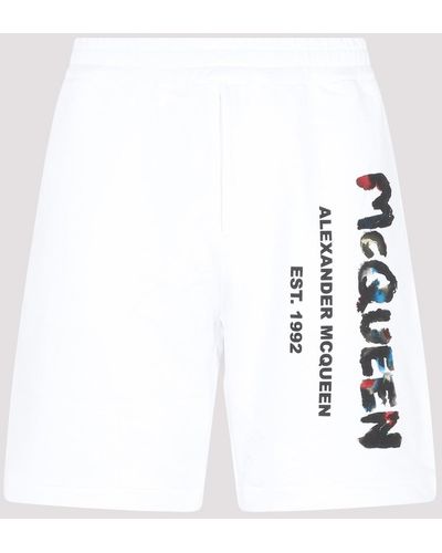 Alexander McQueen White Cotton Logoed Shorts