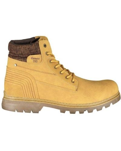 Carrera Sleek Lace-Up Boots With Contrast Detail - Yellow