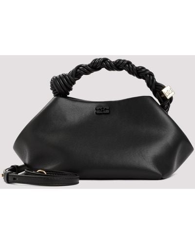 Ganni Black Bou Braided Faux Leather Tote