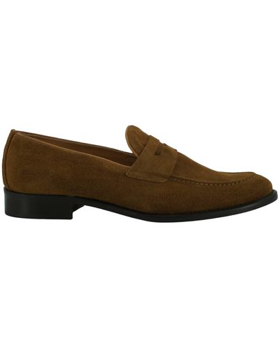Saxone Of Scotland Tabacco Brown Suede Leather Mens Loafers Shoes