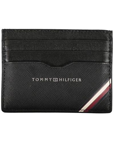Tommy Hilfiger Sleek Leather Card Holder With Contrast Details - Black