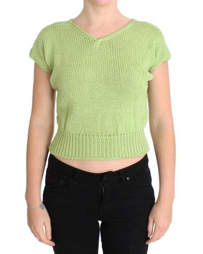 Pink Memories Cotton Blend Knitted Sweater - Green