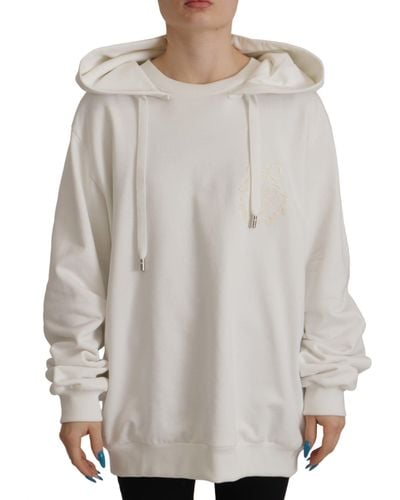 Dolce & Gabbana White Hoodie Pullover Embroidered Sweater - Gray