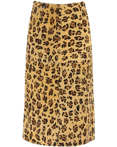 Saks Potts 'carolyn' Midi Skirt In Leopard Ponyskin - Multicolour