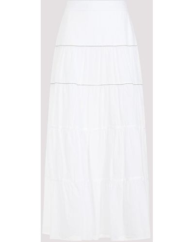 Peserico White Cotton Monile Voile Skirt