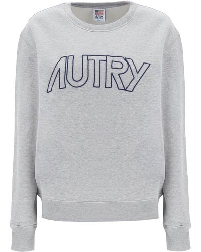 Autry Crew Neck Sweatshirt With Logo Embroidery - Gray