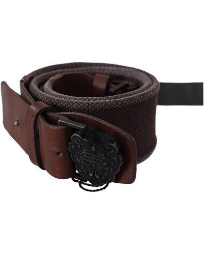 Ermanno Scervino Classic Dark Leather Belt With Logo Buckle - Multicolour