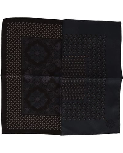 Dolce & Gabbana Multicolor Patterned Silk Pocket Square Handkerchief - Black