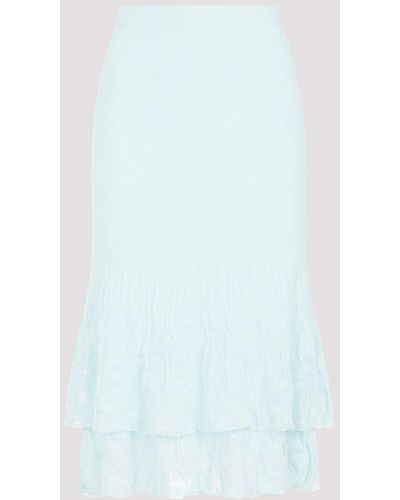 Bottega Veneta Pale Turquoise Cotton Midi Skirt - White
