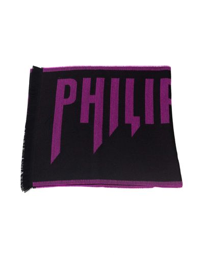Philipp Plein Elegant Wool-blend Scarf - Purple