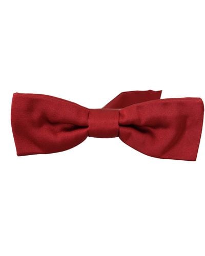 Dolce & Gabbana 100% Silk Slim Adjustable Neck Papillon Bow Tie - Red