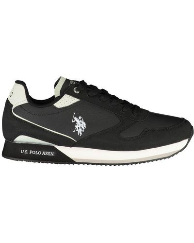 U.S. POLO ASSN. Elegant Lace-Up Sneakers With Contrast Details - Black