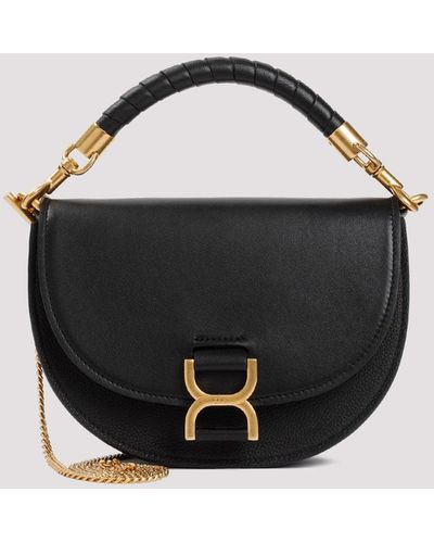 Chloé Brown Marcie Leather Bag - Black