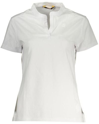 K-Way Chic V-Neck Cotton Tee With Iconic Appliqué - White