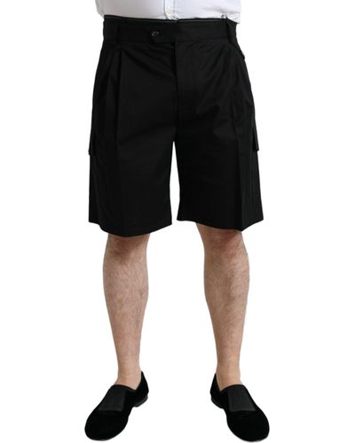 Dolce & Gabbana Cotton Stretch Cargo Bermuda Shorts - Black