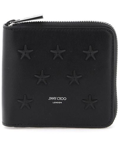 Jimmy Choo Zip-around Wallet With Stars - Black