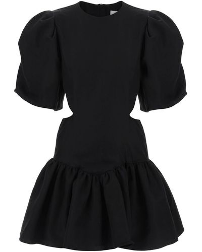 MSGM Mini Dress With Balloon Sleeves And Cut-Outs - Black