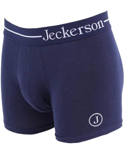 Jeckerson Elastic Monochrome Boxer With Logo Side Print - Blue
