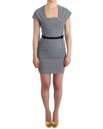 Gianfranco Ferré Chequered Belted Sheath Dress - Black