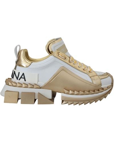 Dolce & Gabbana White And Gold Super Queen Leather Shoes - Black