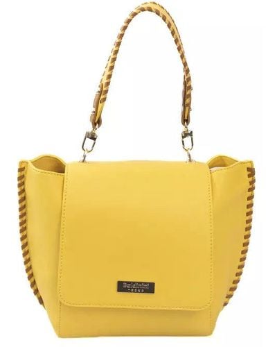 Baldinini Golden Logo Flap Shoulder Bag With Internal Compartments - Yellow