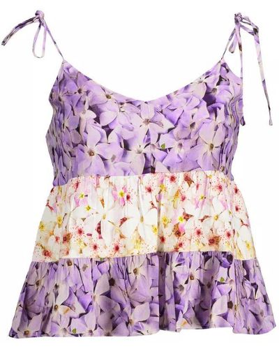 Desigual Purple Linen Tops & T