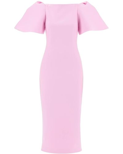 Solace London Lora Midi Dress In Heavy Crepe - Pink