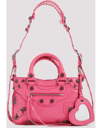 Balenciaga Bright Pink Calf Leather Neo Cagole S Tote Bag