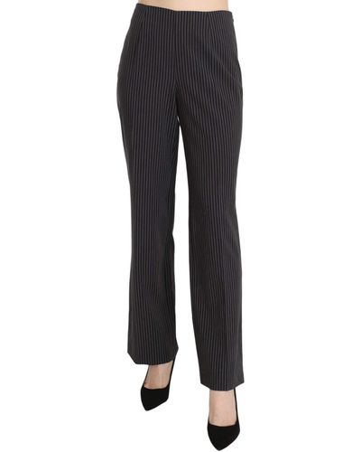 Bencivenga Striped Cotton Sretch Dress Trousers Trousers - Black