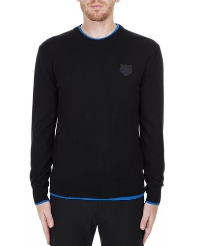 KENZO Black Logo Sweater With Blue Edges
