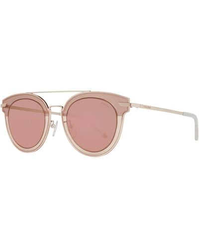 Police Spl543 Gold Mirrored Round Sunglasses - Pink