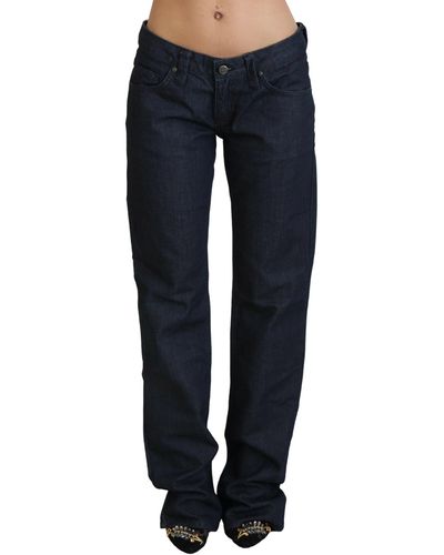 Exte Exte Dark Low Waist Straight Fit Denim Jeans - Blue