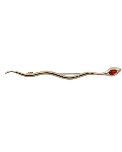 Dolce & Gabbana Brass Crystal Spilla Serpente Brooch Pin - Black