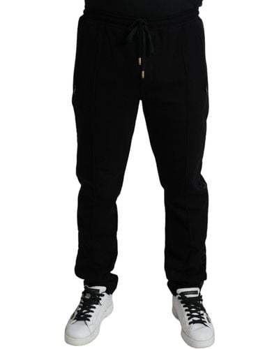 Dolce & Gabbana Black Cotton Skinny Jogger Sweatpants Pants