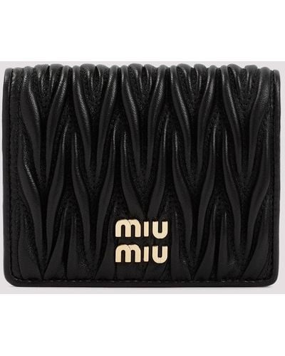 Miu Miu Black Matelassé Leather Wallet